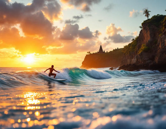 Surf et yoga au couchant sur les falaises d’Uluwatu, un aperçu parfait de que faire a uluwatu.