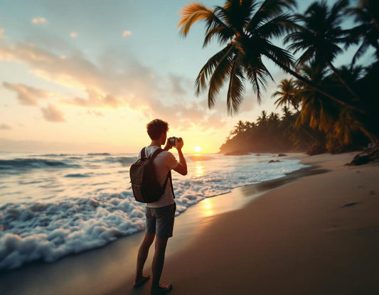 Plan sur un voyageur à l'aube sur plage indonésienne, questionnant quand partir indonesie.